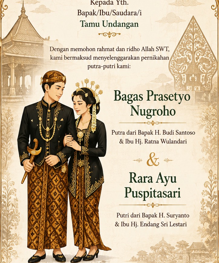 Ilustrasi mempelai adat Jawa