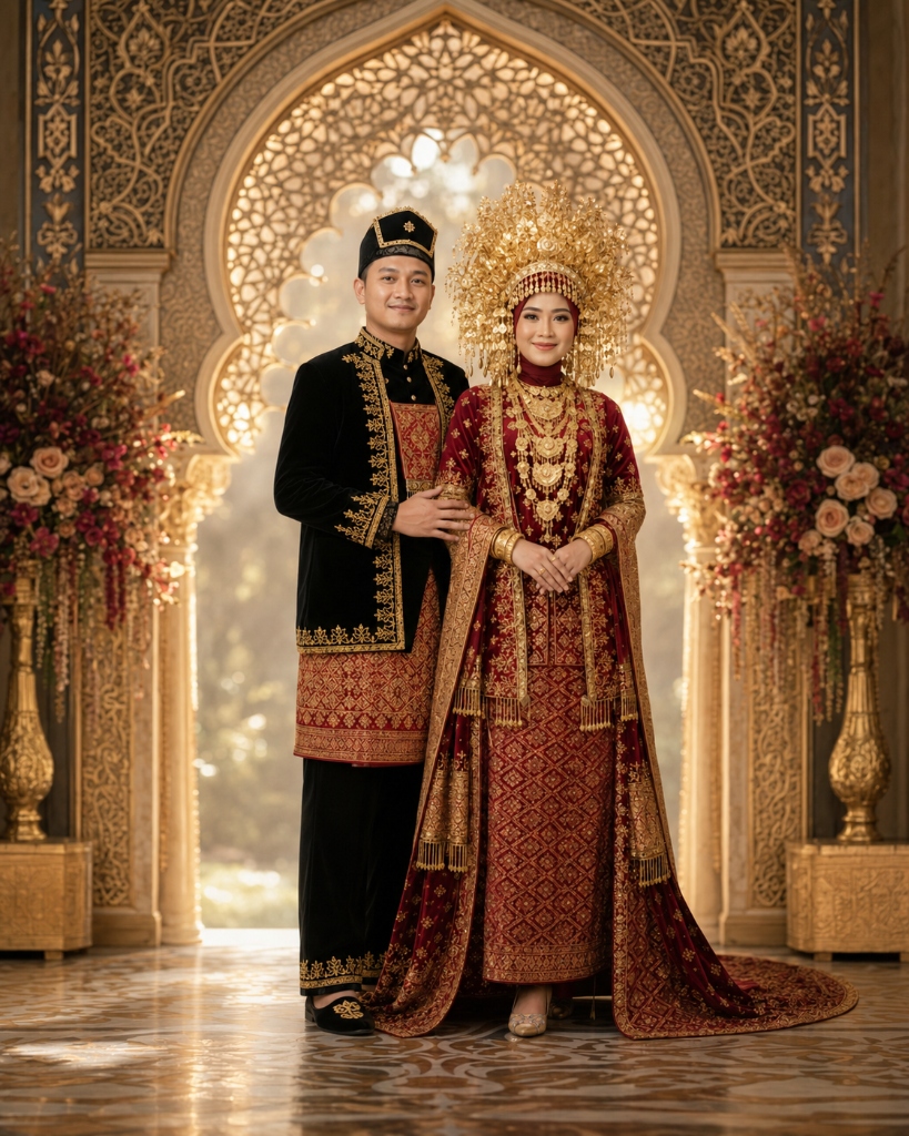 Pasangan Pengantin di Pelaminan Minang